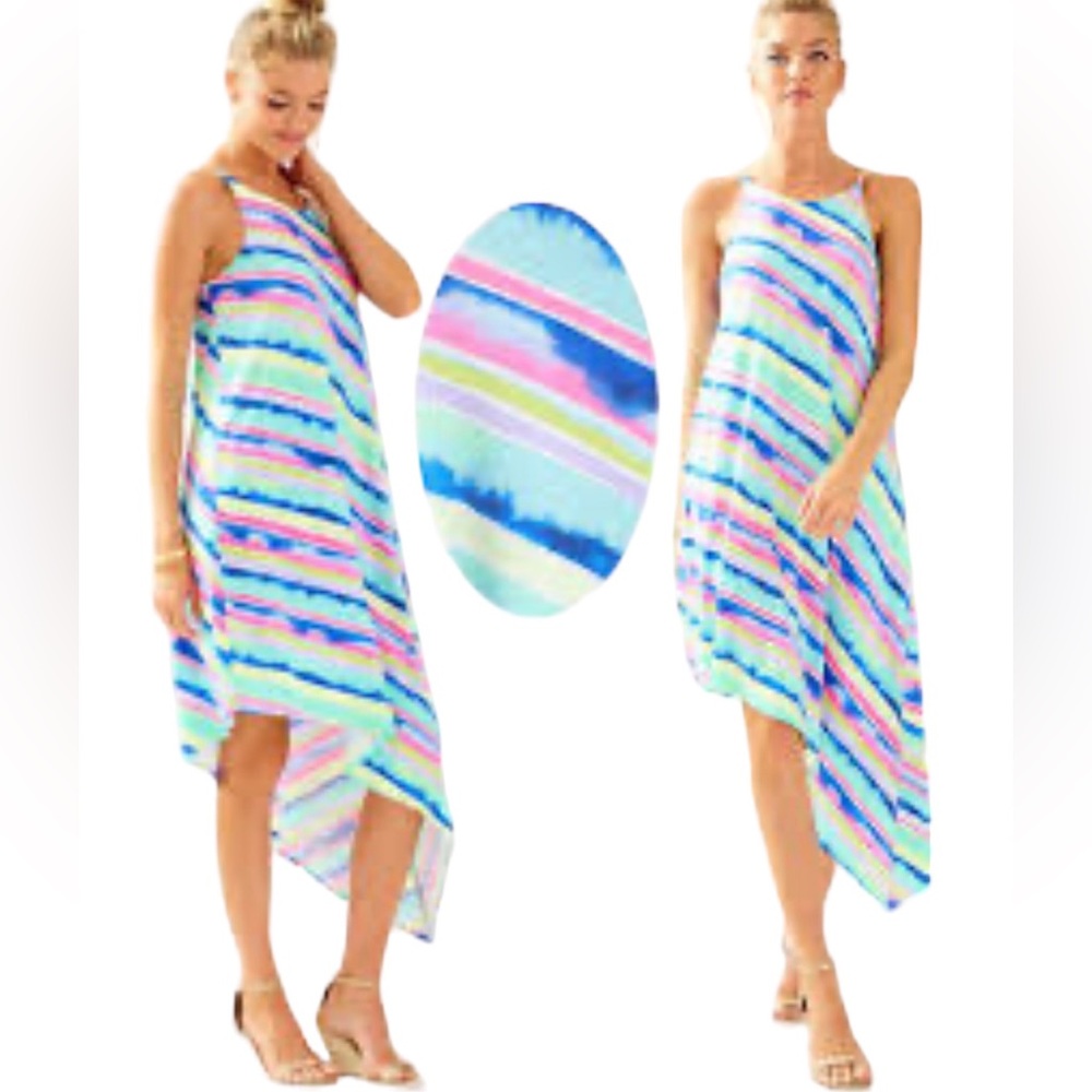 Lilly Pulitzer Multicolor Pastel Striped Asymmetrical Dress
